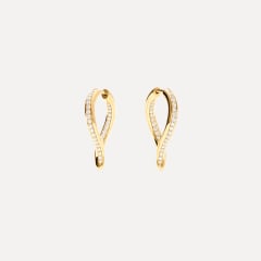 Tamara Comolli Signature Twisted Drop Hoop Ohrringe mit Diamant Pavé, Referenz E-Sig-Ho-TDr-p-yg