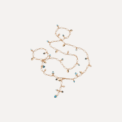 Tamara Comolli Mikado Halskette, 100 cm in 'Sky' mit Diamant Pavé, Referenz N-M-100-Sky-p-rg