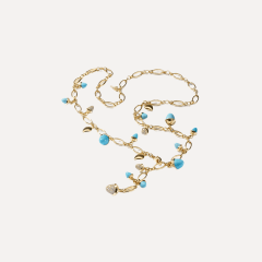 Tamara Comolli Mikado Halskette, 56 cm in 'Turquoise' mit Diamant Pavé, Referenz N-M-56-Tur-p-yg
