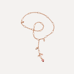 Tamara Comolli Mikado Halskette, 51 cm in "Blush" mit Diamant Pavé, Referenz N-M-Del51-Blu-p-rg