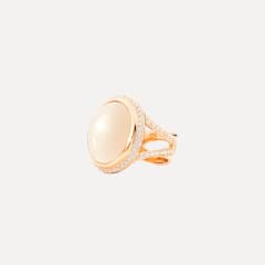 Tamara Comolli Cushion Small Ring mit Sand Mondstein und Diamant Pavé, Referenz R-CUSH-s-MoSa-p-rg