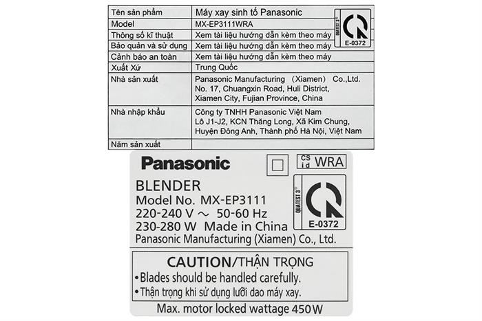Máy xay sinh tố đa năng Panasonic MX-EP3111WRA