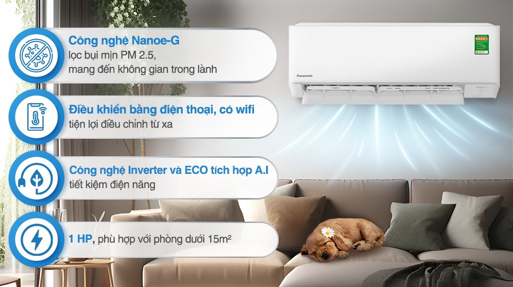 Máy lạnh Panasonic Inverter 1.5 HP CU/CS-RU/PU12AKH-8