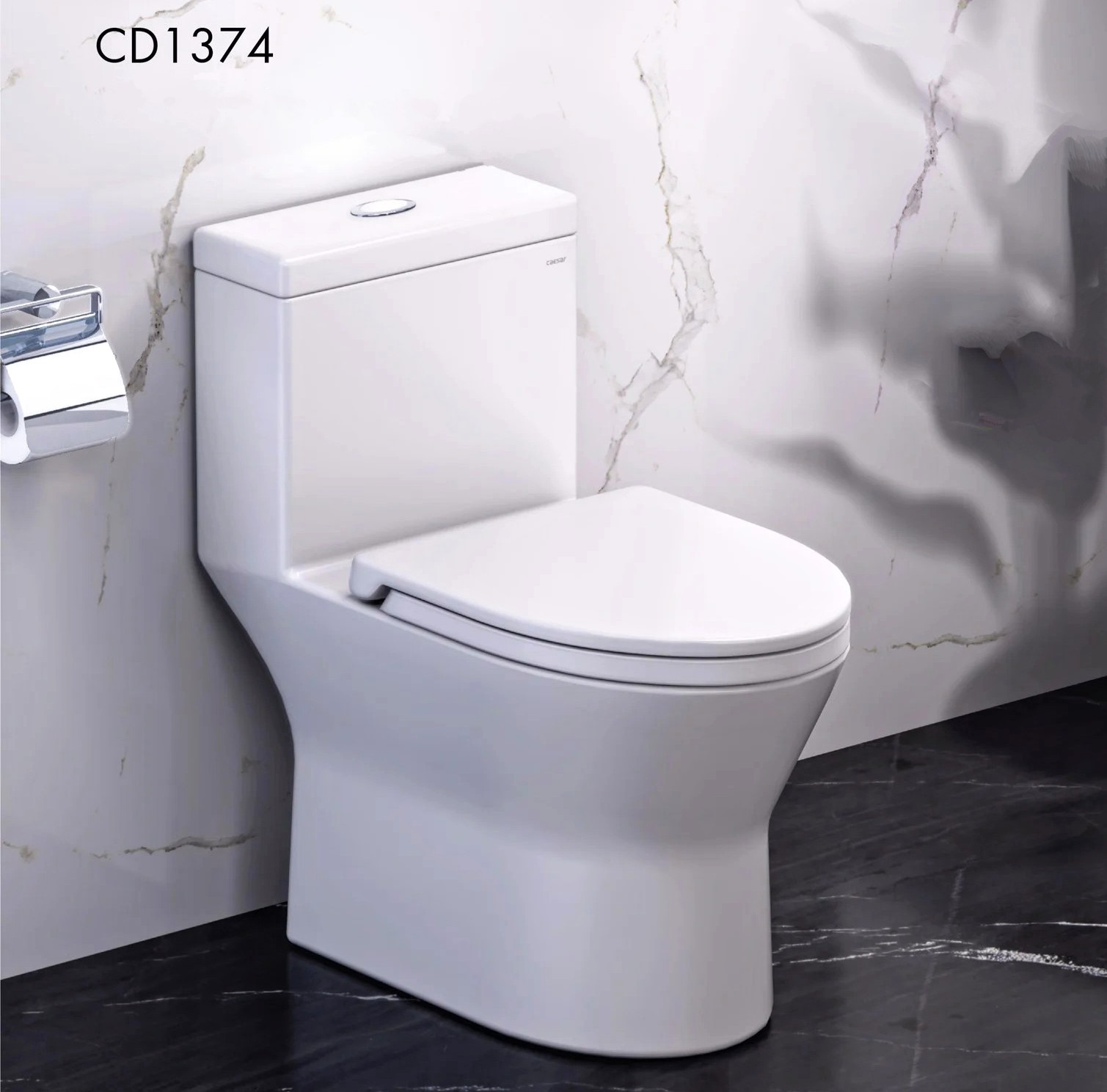 Bàn cầu liền khối nắp rơi êm C1374 CAESAR