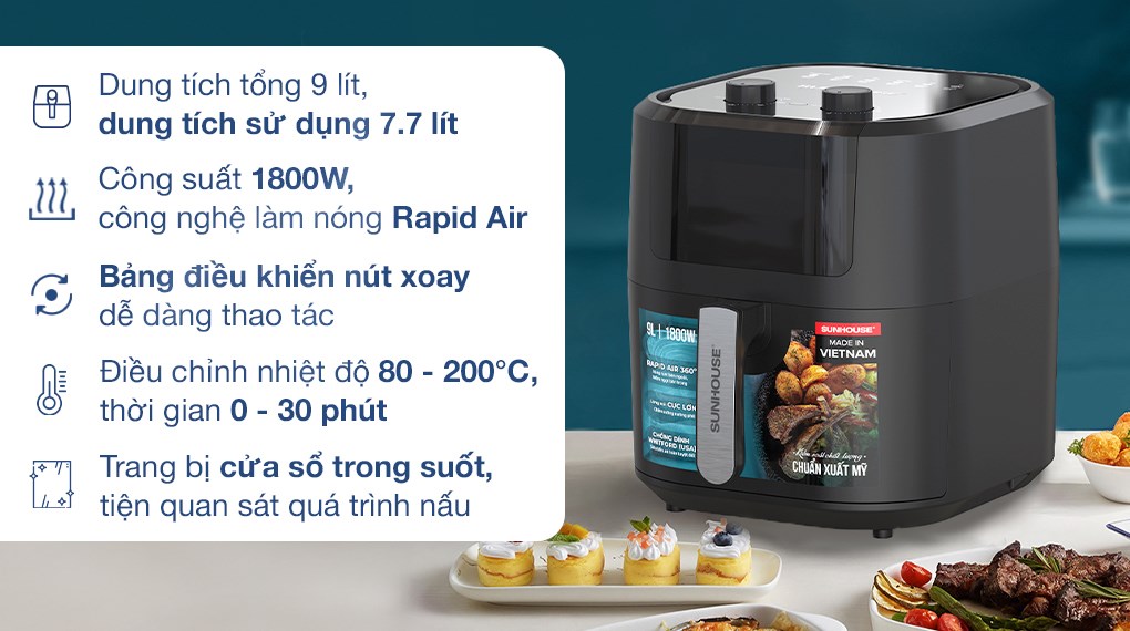 Nồi chiên không dầu Sunhouse SHD4037 9 lít