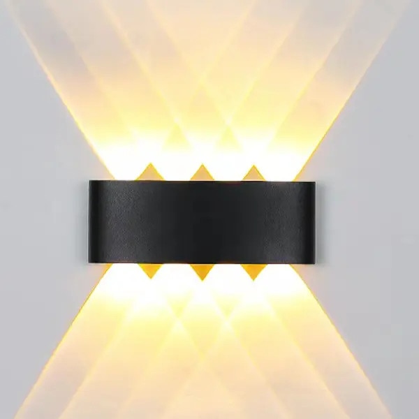 Đèn hắt tường 8 tia as vàng (8w - vỏ đen) NBLS031