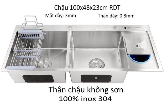 Chậu INOX 304 Đúc 100x48 RDT 