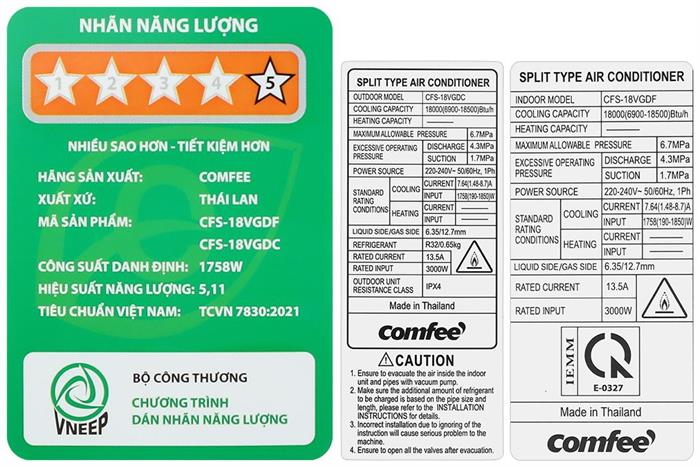 Máy lạnh Comfee Inverter 2 HP CFS-18VGDF