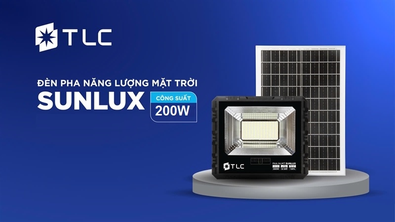 Pha led năng lượng mặt trời SunLux 200w TLC - AS TRẮNG
