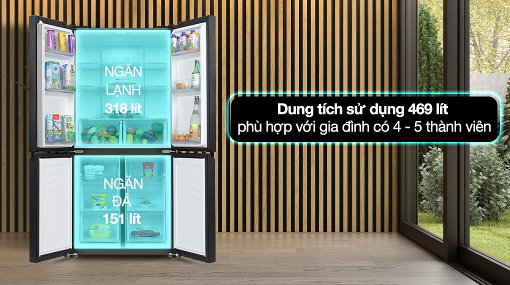 Tủ lạnh Aqua Inverter 469 lít Multi Door AQR-M536XA(GB)