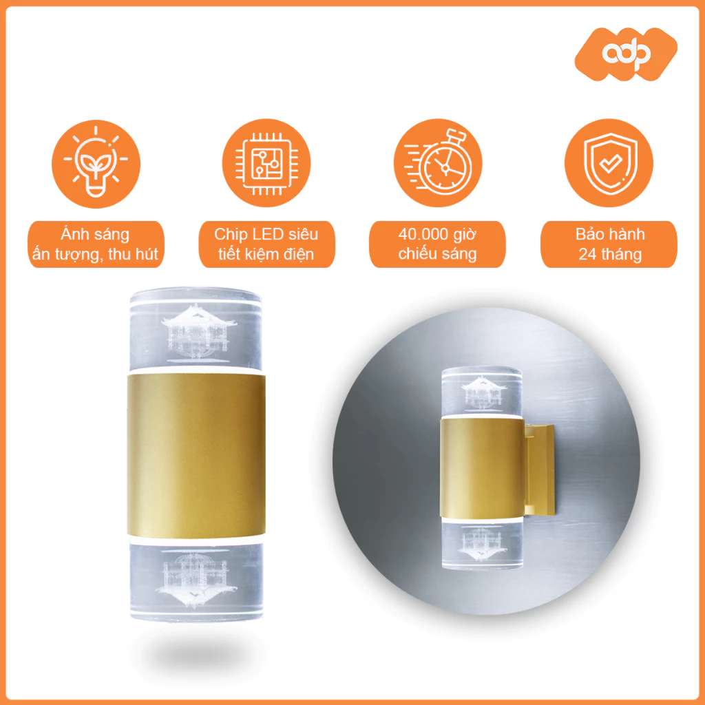 Đèn LED Gắn Tường TLC Vàng - Chùa Một Cột
