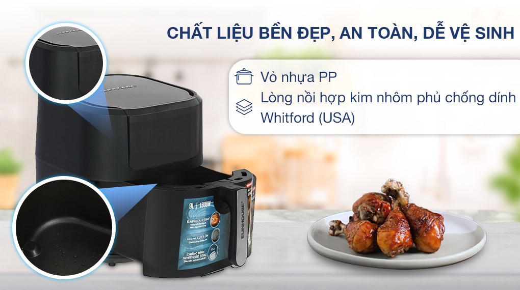 Nồi chiên không dầu Sunhouse SHD4089 9 lít