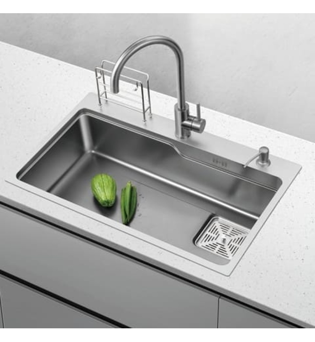 Chậu rửa inox Nano đen 75x46cm