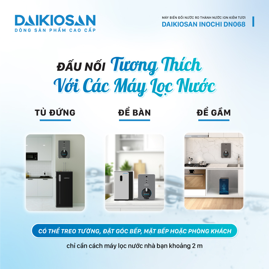 Máy biến đổi nước RO thành nước Ion kiềm tươi Daikiosan DN068