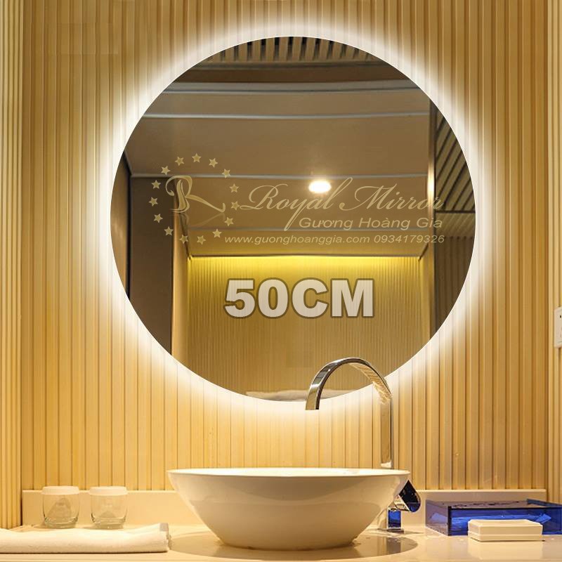 Gương tròn D50 hậu led AS vàng