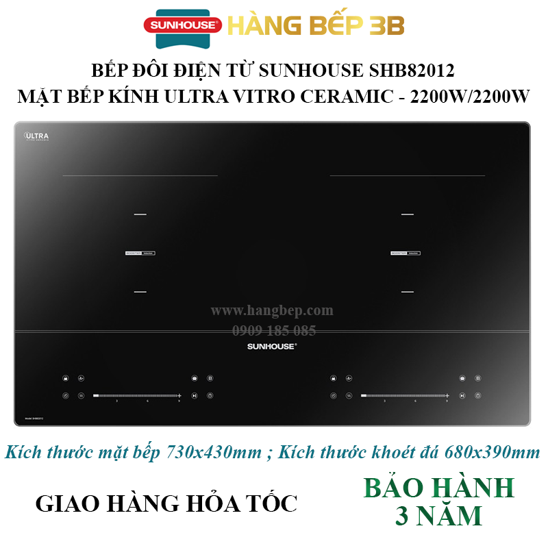 Bếp đôi điện từ Sunhouse SHB82012 2200W