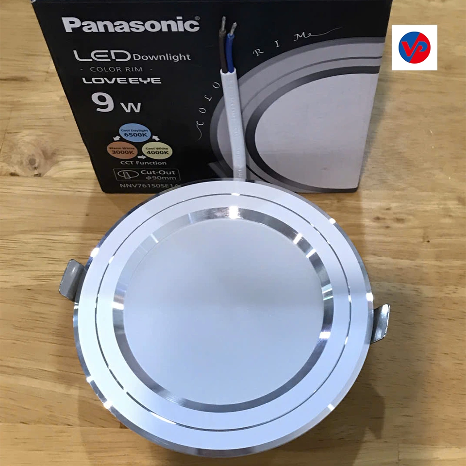 LED Downlight Panasonic  9W, Color Rim - Silver - 4000k - Trung tính