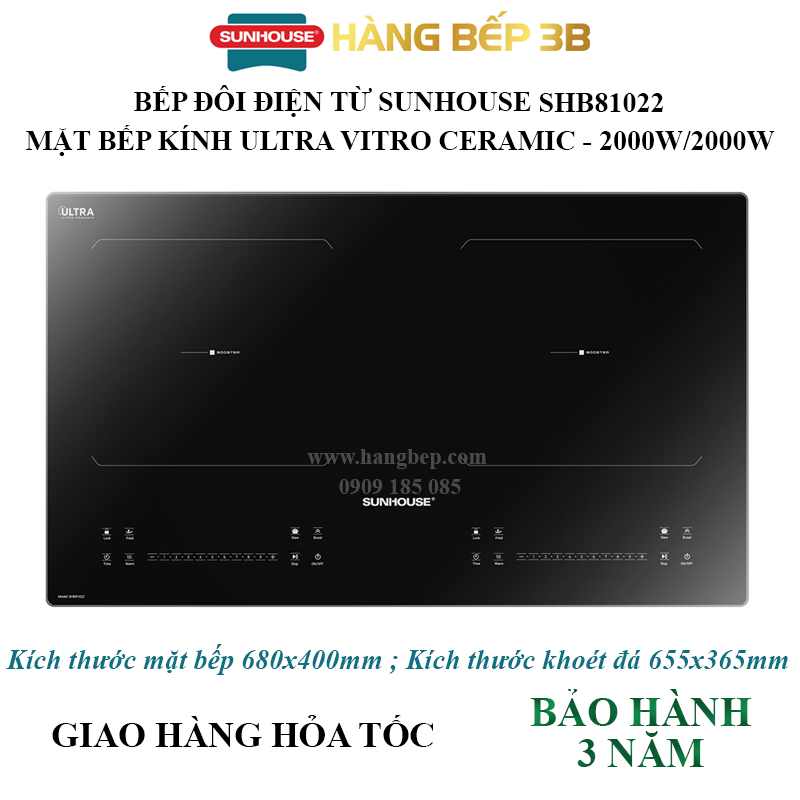 Bếp đôi điện từ Sunhouse SHB81022 2000W