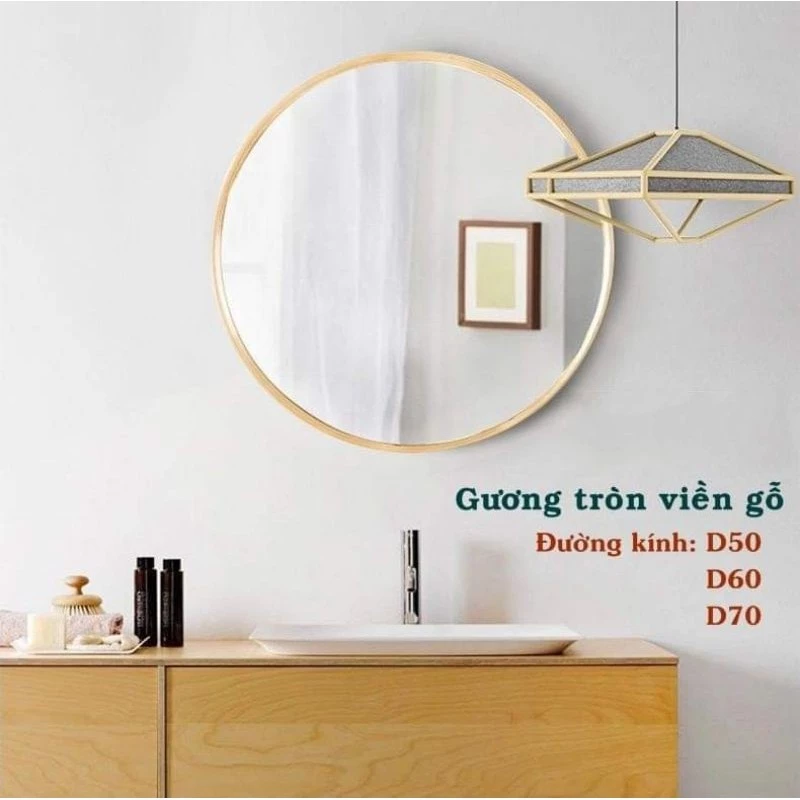 Gương D50 gỗ sồi