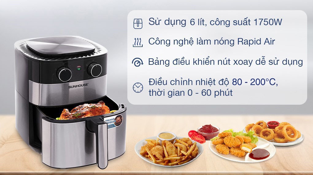 Nồi chiên không dầu Sunhouse SHD4026 6 lít