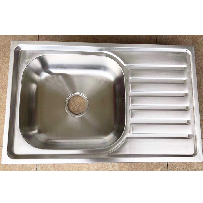 Chậu inox 1 hộc 1 bàn 750x450x230mm