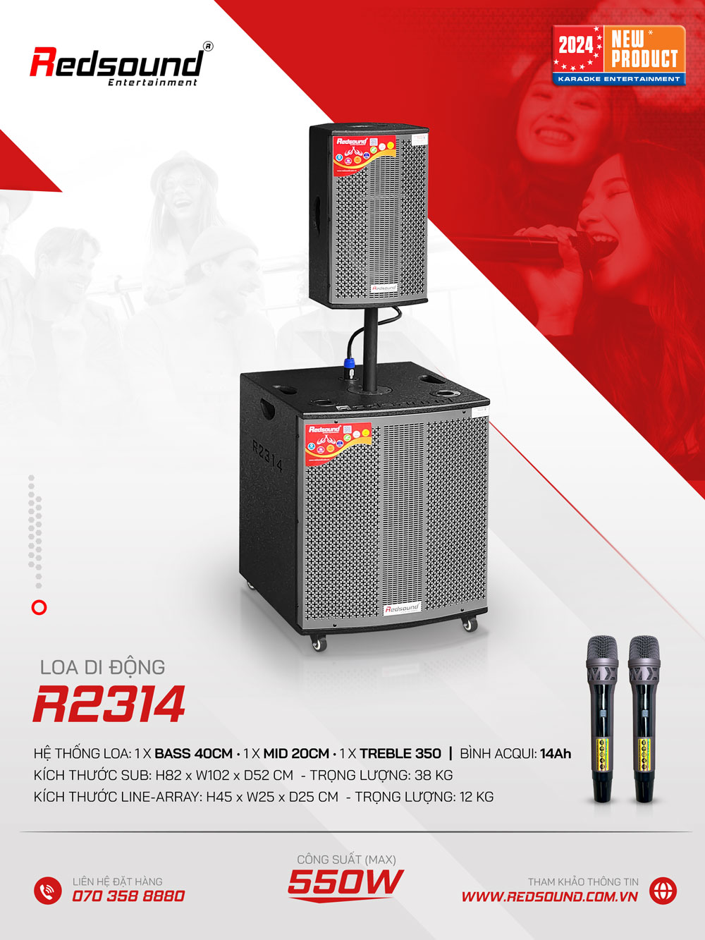 Loa kéo di động Redsound R2314 bass 4 tấc