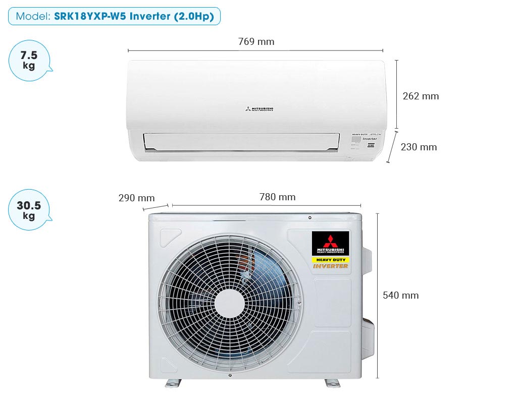 Mitsubishi Heavy 2 HP 18000BTU Inverter SRK/SRC18YYP-W5