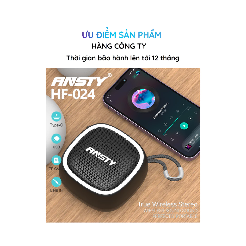 Loa Bluetooth Ansty HF - 024 TWS V5.3