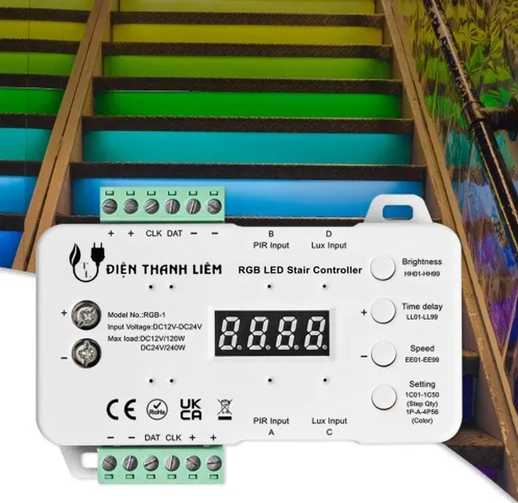 Bộ điều khiển LED cầu thang đủ màu Điện Thanh Liêm