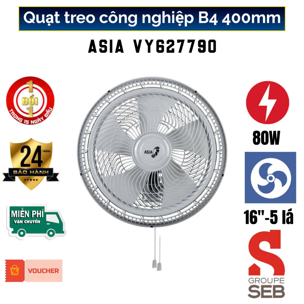Quạt treo Bán Công Nghiệp Asia - VY587790 - Xám - 45cm - 80W
