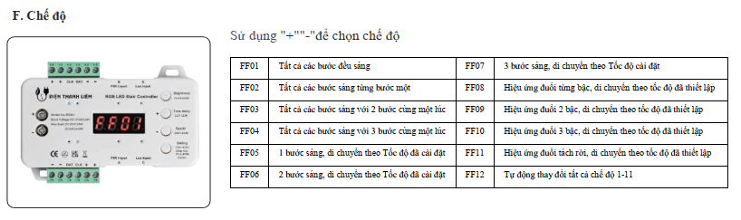 Bộ điều khiển LED cầu thang đủ màu Điện Thanh Liêm