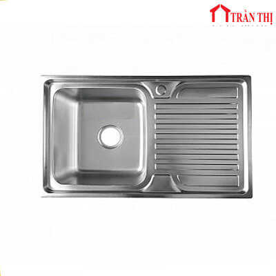 Chậu inox 1 hộc 1 bàn 750x450x230mm