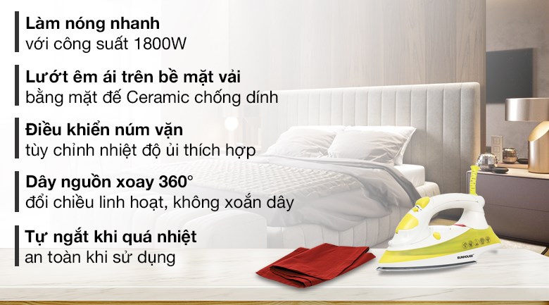 Bàn ủi hơi nước Sunhouse SHD2067 1800W