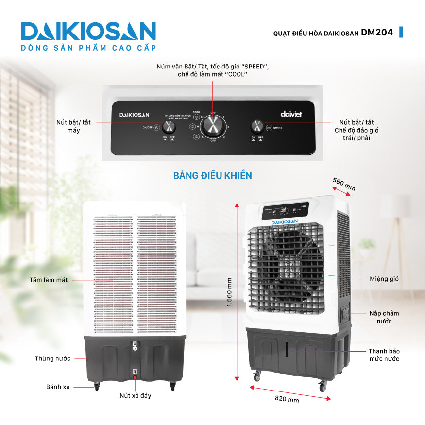 Quạt điều hoà Daikiosan DM204 510W