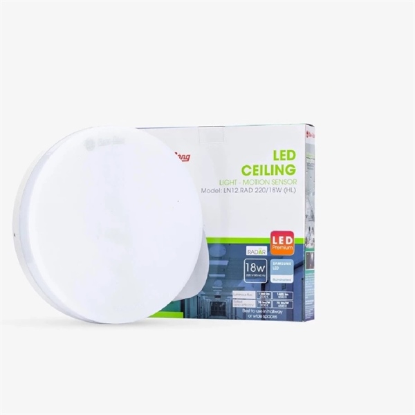 Ốp trần cảm biến LN12N - RAD 220/18w Tròn RĐ