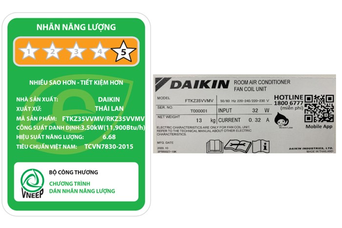 Máy lạnh Daikin Inverter 1.5 HP FTKZ35VVMV