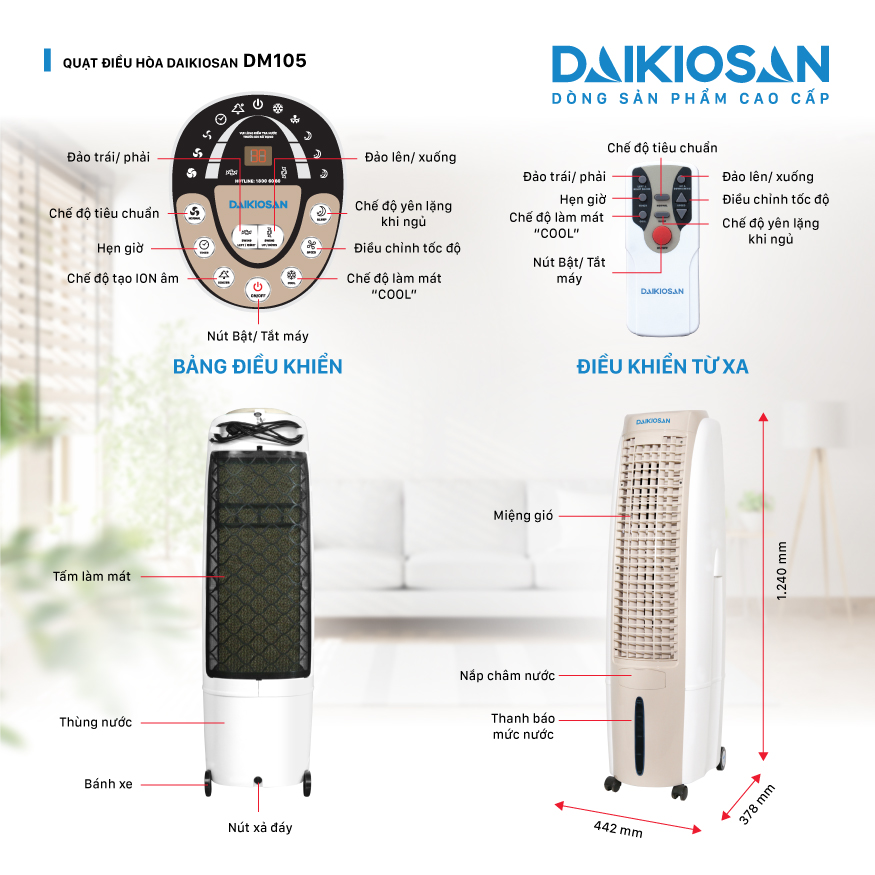 Quạt điều hoà Daikiosan DM105 200W