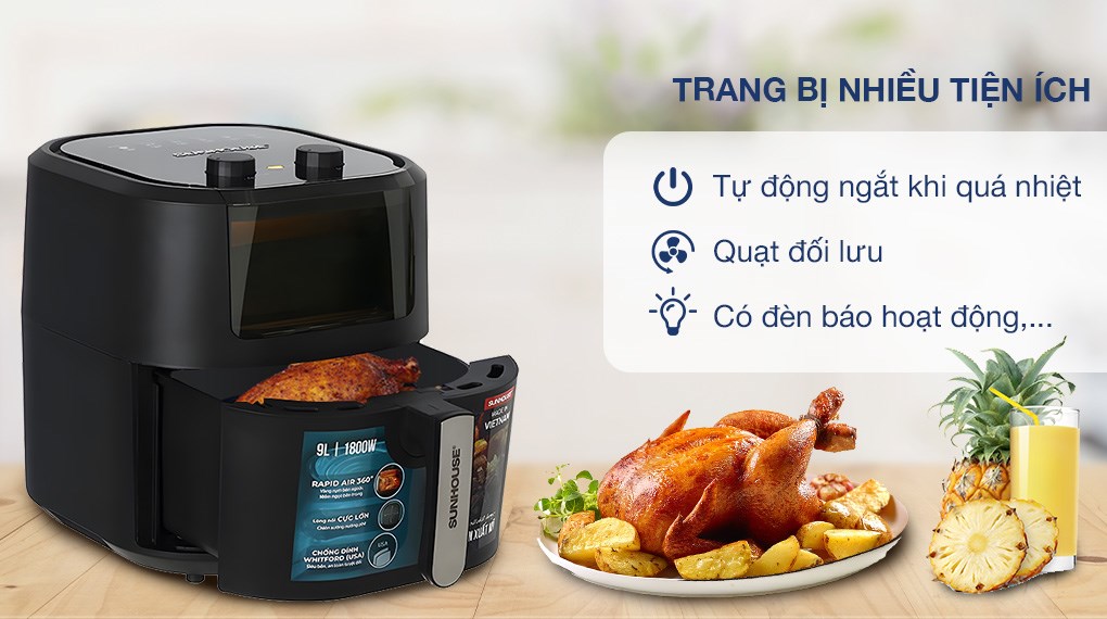 Nồi chiên không dầu Sunhouse SHD4036 9 lít