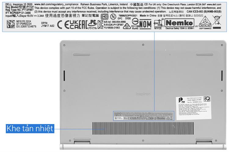 Laptop Dell Inspiron 3520 i5 1235U/ 16GB/ 512GB/ 120Hz/ OfficeHS/ Win11/ Bạc