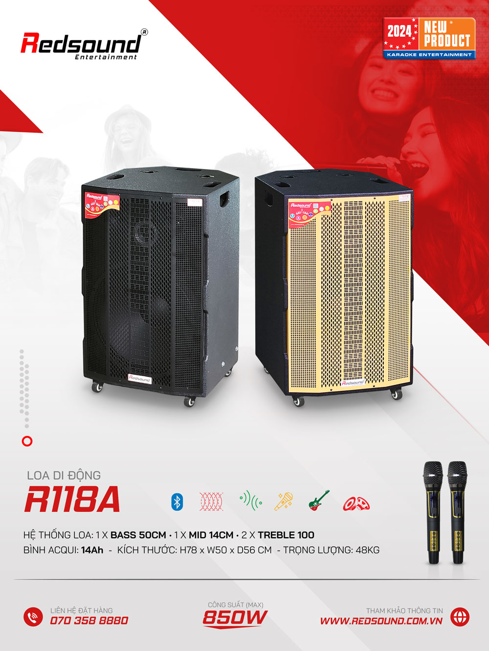Loa kéo di động Redsound R118A Bass 5 tấc