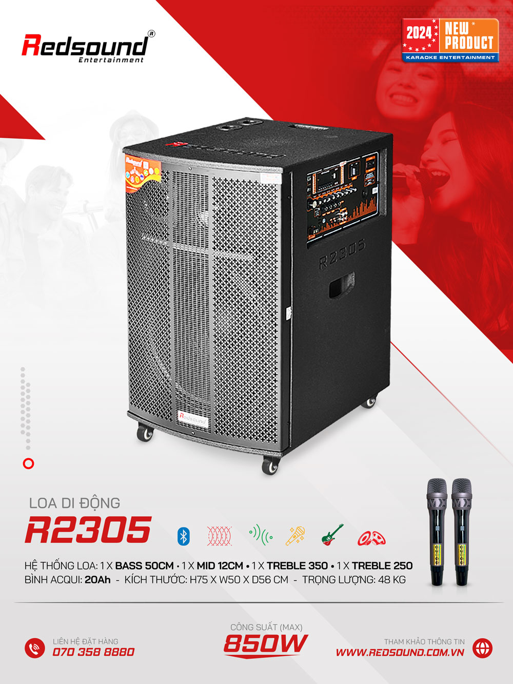 Loa kéo di động Redsound R2305 bass 5 tấc