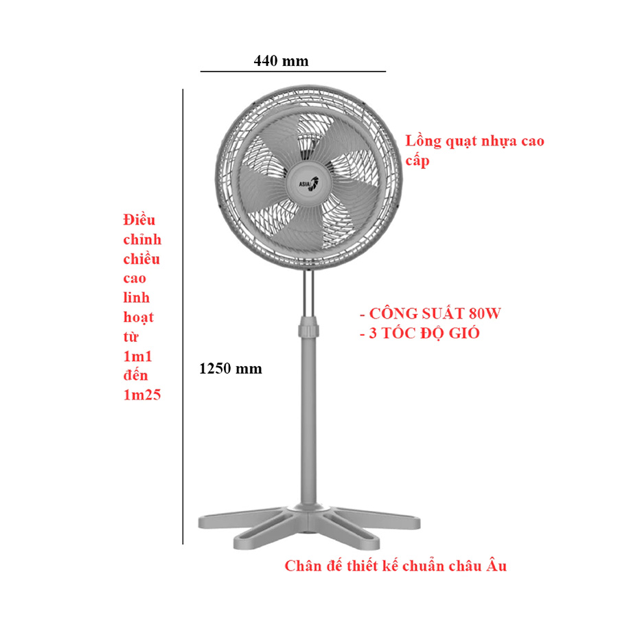 Quạt đứng ASIAVINA Turbo X - VY629790 - Xám
