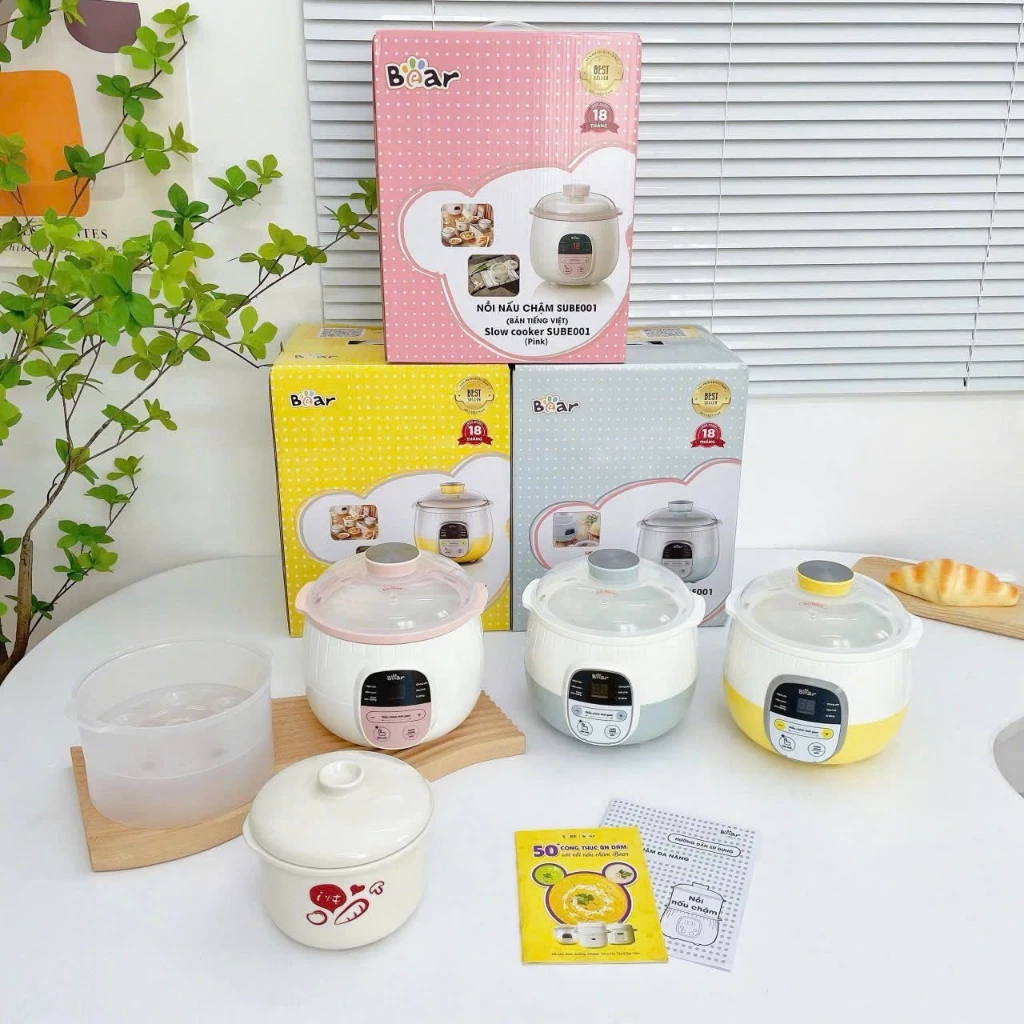 Nồi nấu cháo chậm Bear 0,8 Lít