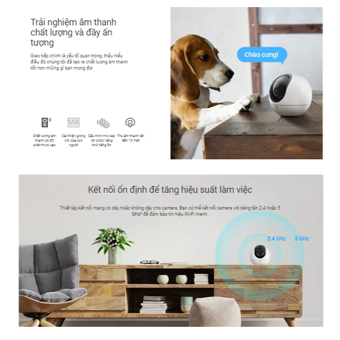 Camera Wifi quay quét 2K, tích hợp AI EZVIZ C6 4MP