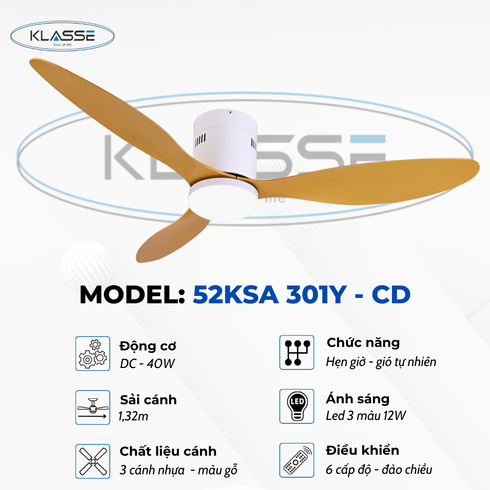 Quạt ba cánh Klasse 52KSA 301Y – CD