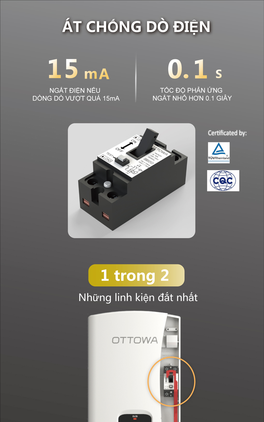 Máy nước nóng trực tiếp có bơm trợ lực OTTOWA TH45P02