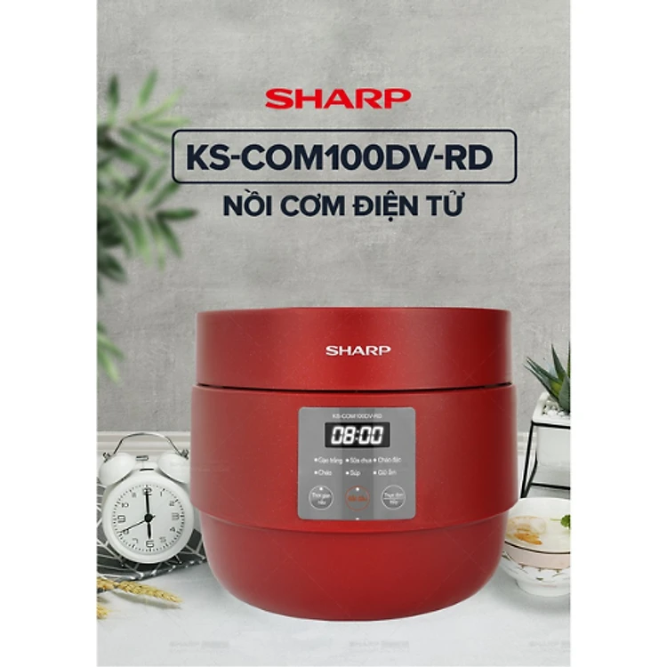 Nồi cơm điện tử Sharp KS-COM100DV-RD dung tích 1 lít