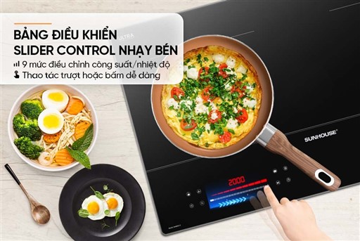 Bếp đôi điện từ Sunhouse SHB82012 2200W