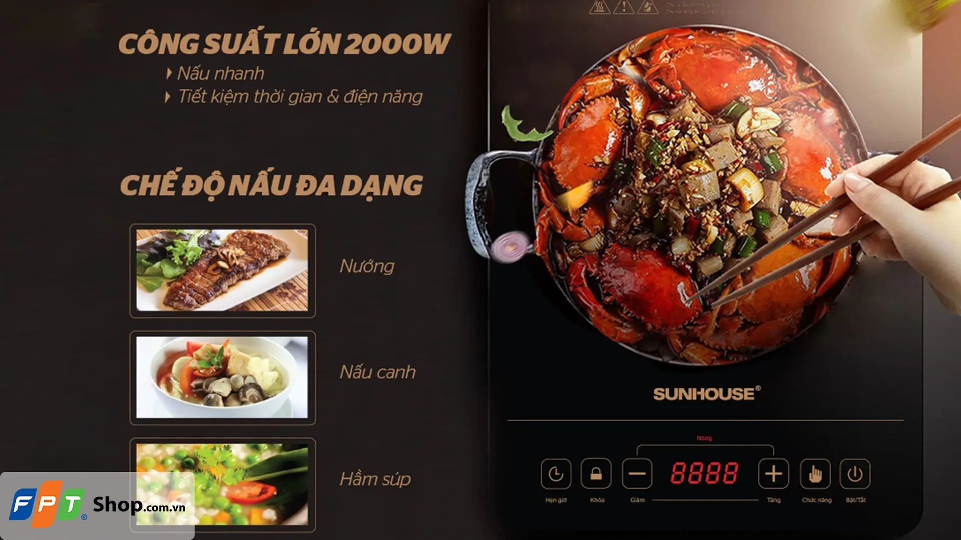 Bếp hồng ngoại đơn cảm ứng Sunhouse SHD6014 2000W