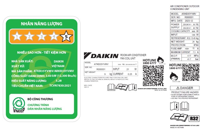 Máy lạnh Daikin Inverter 1.5 HP F/ATKB35YVMV